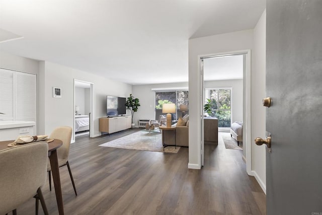 6955 Alvarado Rd Unit 77, San Diego, CA 92120 - living area featuring dark wood finished floors and baseboards