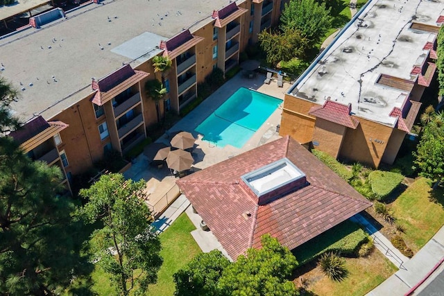 6955 Alvarado Rd Unit 77, San Diego, CA 92120 - view from above of property with a pool
