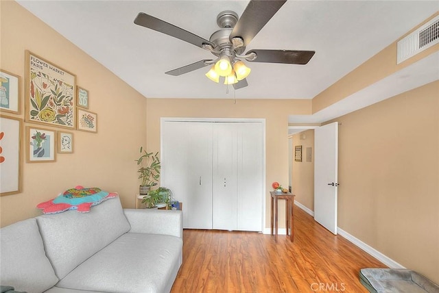 330 W California Blvd Unit 111, Pasadena, CA 91105 - sitting room featuring light wood-style floors, ceiling fan, and baseboards