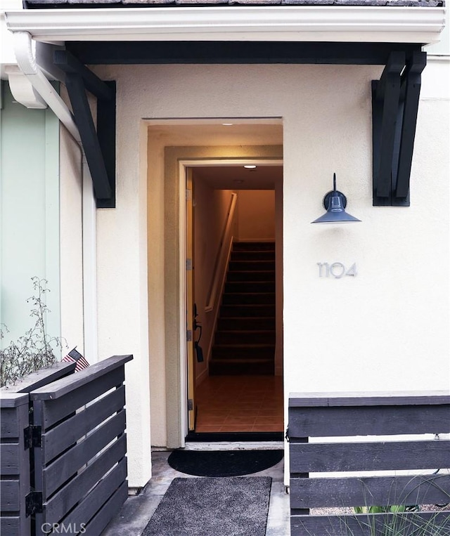 1104 Hibiscus Way, Oceanside, CA 92054 - doorway to property featuring stucco siding