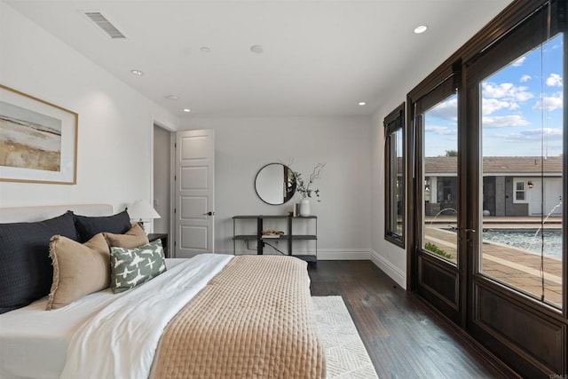 2574 Muirfields Dr, Carlsbad, CA 92009 - bedroom featuring dark wood finished floors, baseboards, and recessed lighting