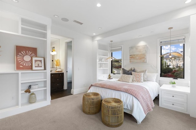 2574 Muirfields Dr, Carlsbad, CA 92009 - carpeted bedroom featuring recessed lighting, baseboards, and ensuite bathroom