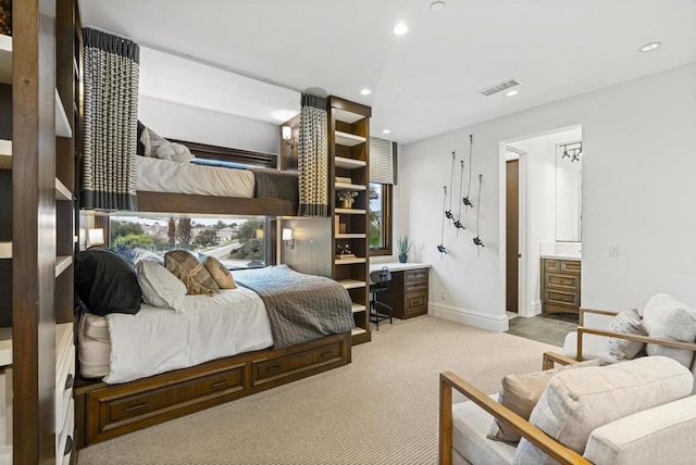 2574 Muirfields Dr, Carlsbad, CA 92009 - bedroom featuring recessed lighting, ensuite bathroom, and light carpet