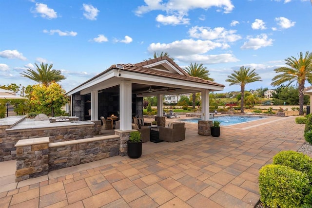 2574 Muirfields Dr, Carlsbad, CA 92009 - view of patio / terrace featuring an outdoor pool, area for grilling, and a gazebo