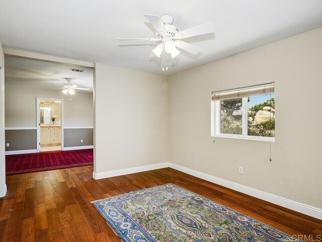 10237 High Mountain Dr, Escondido, CA 92026 - spare room featuring ceiling fan and wood finished floors