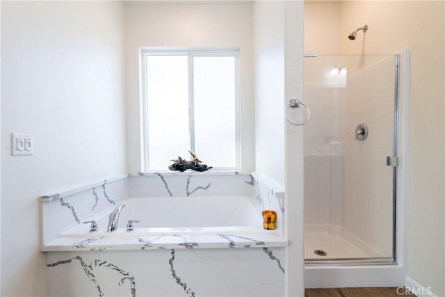 21402 Short Ridge Ave, Perris, CA 92570 - full bathroom with a stall shower, plenty of natural light, and a garden tub