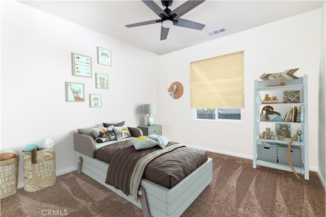 21402 Short Ridge Ave, Perris, CA 92570 - bedroom with carpet, baseboards, and a ceiling fan