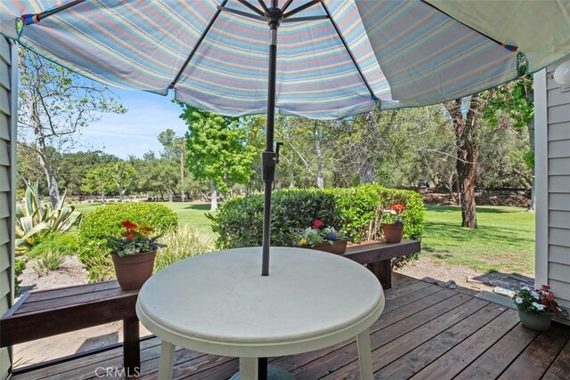 31531 Via Conejo Unit 153, Coto De Caza, CA 92679 - wooden deck featuring a yard and view of scattered trees