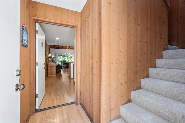 31531 Via Conejo Unit 153, Coto De Caza, CA 92679 - stairs with wood finished floors and wooden walls