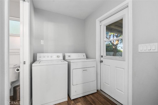 8506 Conway Dr, Riverside, CA 92504 - laundry area with independent washer and dryer and dark wood-style floors