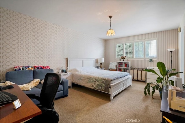 241 S Reeves Dr Unit 302, Beverly Hills, CA 90212 - bedroom with wallpapered walls, carpet floors, and a desk