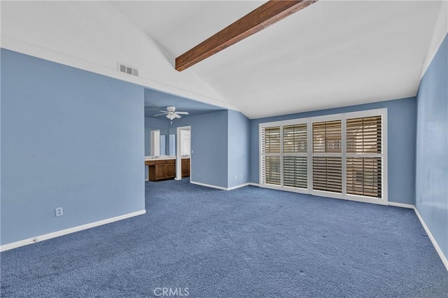 6325 Ridgepath Ct, Rancho Palos Verdes, CA 90275 - spare room featuring beam ceiling, carpet flooring, baseboards, and high vaulted ceiling