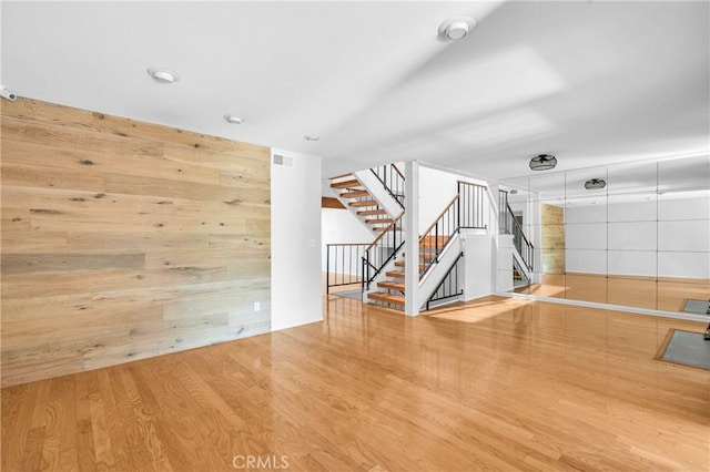 6325 Ridgepath Ct, Rancho Palos Verdes, CA 90275 - unfurnished living room featuring stairs and wood finished floors