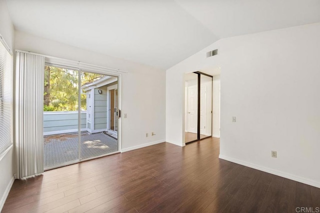 13398 Tiverton Rd, San Diego, CA 92130 - unfurnished room with wood finished floors, lofted ceiling, and baseboards