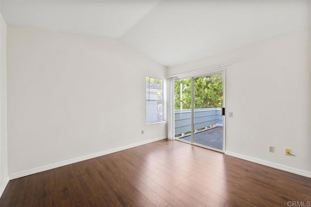 13398 Tiverton Rd, San Diego, CA 92130 - empty room featuring wood finished floors, lofted ceiling, and baseboards