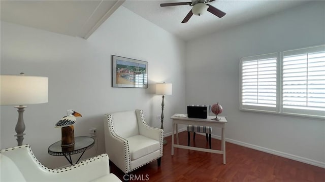 13800 Annandale Dr Unit 37A, Seal Beach, CA 90740 - home office featuring a ceiling fan, wood finished floors, and baseboards