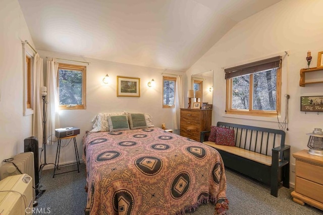 75 Metcalf Creek Trl, Big Bear Lake, CA 92315 - carpeted bedroom featuring lofted ceiling and multiple windows