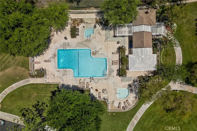 27360 Chesterfield Dr, Valencia, CA 91354 - aerial view of property and surrounding area featuring a pool