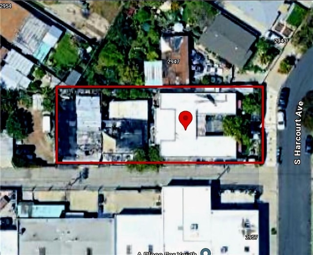 2949 S Harcourt Ave, Los Angeles, CA 90016 - map of property location with property boundaries highlighted