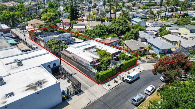 2949 S Harcourt Ave, Los Angeles, CA 90016 - aerial view of residential area featuring property boundaries highlighted
