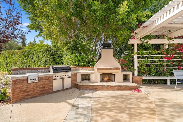 3048 Street Of The Chimes, Chino Hills, CA 91709 - view of patio / terrace featuring an outdoor brick fireplace and area for grilling