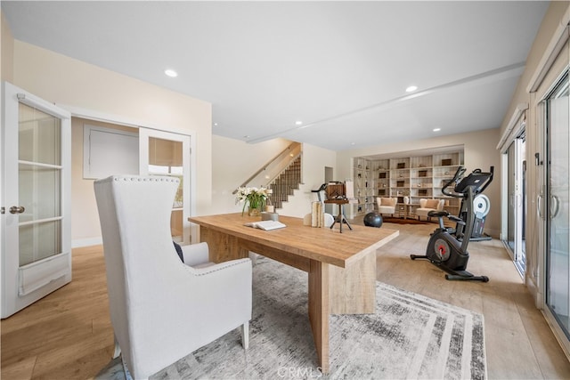 3048 Street Of The Chimes, Chino Hills, CA 91709 - office with wood finished floors, french doors, and recessed lighting