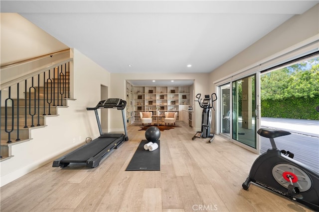 3048 Street Of The Chimes, Chino Hills, CA 91709 - workout room featuring wood finished floors and recessed lighting