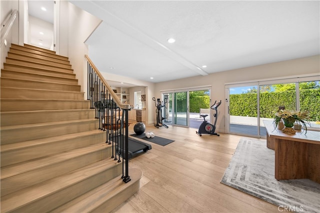 3048 Street Of The Chimes, Chino Hills, CA 91709 - exercise room with light wood-type flooring and recessed lighting