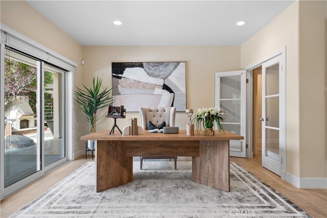 3048 Street Of The Chimes, Chino Hills, CA 91709 - office space with light wood-style flooring, recessed lighting, and french doors