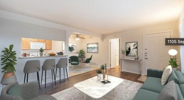 1105 Sepulveda Blvd # C101, Torrance, CA 90502 - living area with wood finished floors and ceiling fan