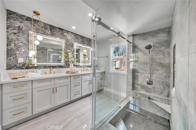 10 Lassen, Irvine, CA 92612 - bathroom with double vanity and a stall shower