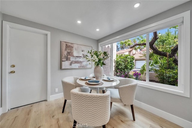 10 Lassen, Irvine, CA 92612 - dining space with baseboards, light wood finished floors, and recessed lighting