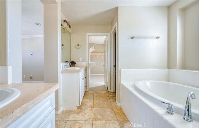 20267 Estuary Ln, Newport Beach, CA 92660 - full bath featuring two vanities, a bath, and a walk in closet