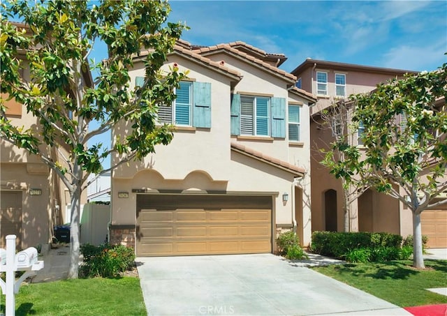 20267 Estuary Ln, Newport Beach, CA 92660 - view of front of home featuring a tile roof, stucco siding, a garage, and driveway