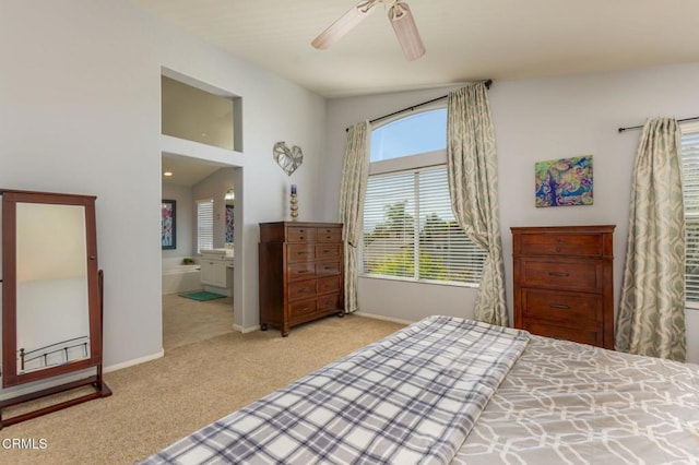 904 Calle Higuera, Camarillo, CA 93010 - bedroom featuring carpet floors, baseboards, ensuite bathroom, and a ceiling fan