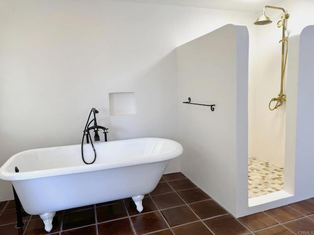 1650 Winterwarm Dr, Fallbrook, CA 92028 - bathroom featuring a shower stall, a soaking tub, and tile patterned floors