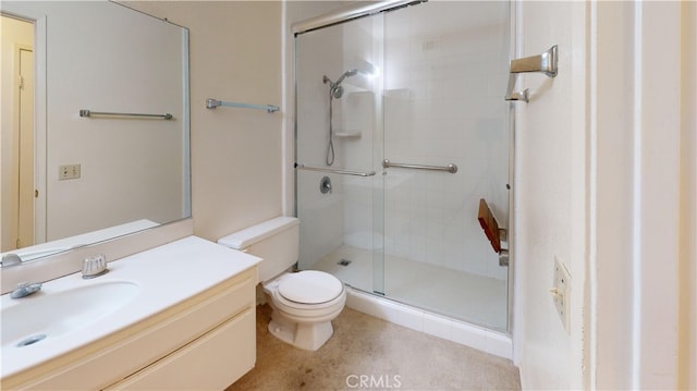 205 Cedar Heights Dr, Thousand Oaks, CA 91360 - full bathroom with a stall shower, vanity, and toilet