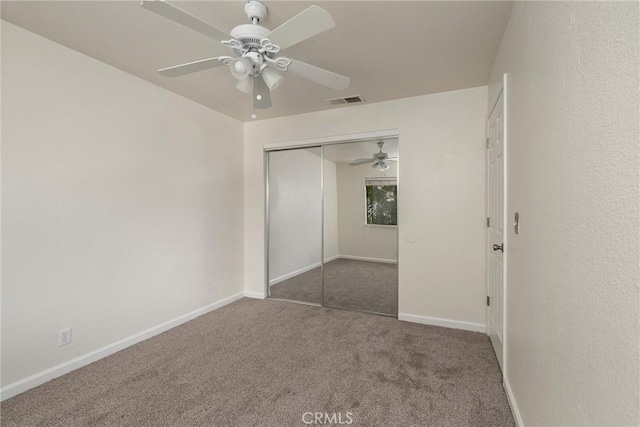 1114 Nord Ave Unit 36, Chico, CA 95926 - unfurnished bedroom with carpet, baseboards, a closet, and ceiling fan