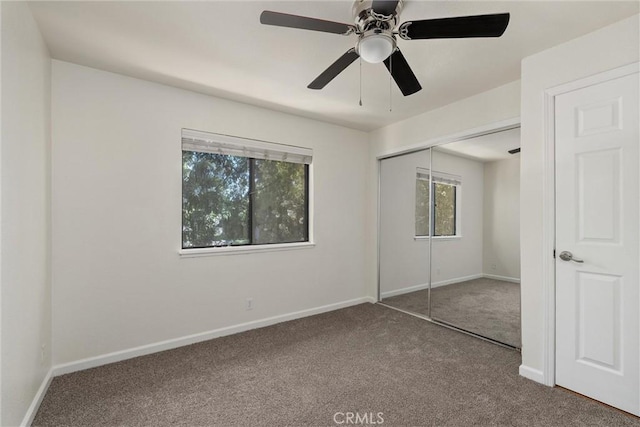 1114 Nord Ave Unit 36, Chico, CA 95926 - unfurnished bedroom featuring carpet, baseboards, a closet, and a ceiling fan