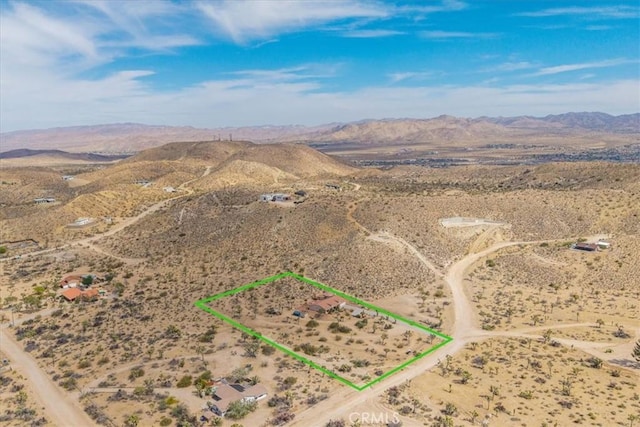 5115 Warren Vista Ave, Yucca Valley, CA 92284 - view of rural area with a desert landscape, a mountainous background, and property parcel outlined