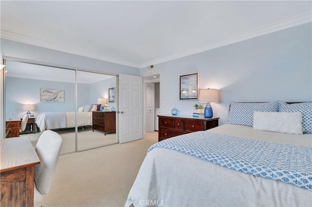 1713 Carlson, Redondo Beach, CA 90278 - bedroom with light carpet, ornamental molding, and a closet