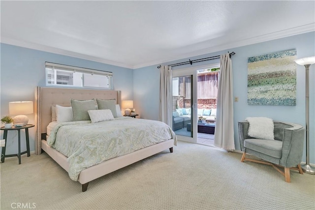 1713 Carlson, Redondo Beach, CA 90278 - bedroom with access to outside, light carpet, multiple windows, and crown molding