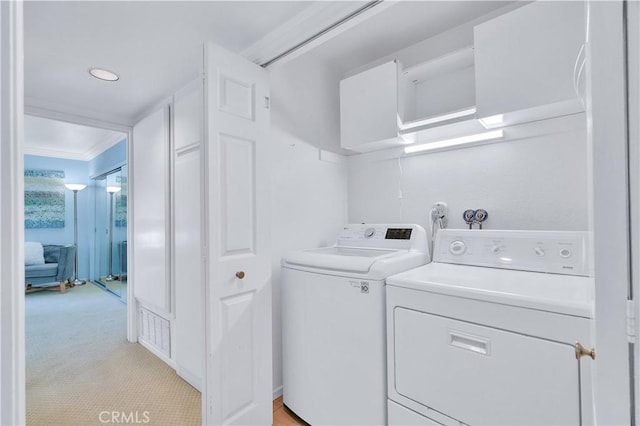 1713 Carlson, Redondo Beach, CA 90278 - washroom featuring separate washer and dryer, crown molding, and light colored carpet