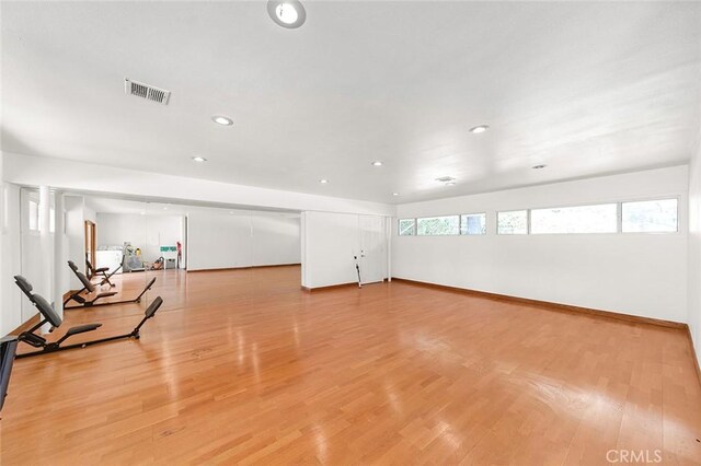 20827 E Mesarica Rd, Covina, CA 91724 - workout area with light wood-style flooring, recessed lighting, and baseboards