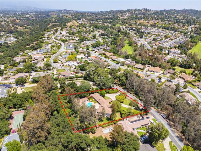 20827 E Mesarica Rd, Covina, CA 91724 - aerial view of residential area featuring property boundaries highlighted