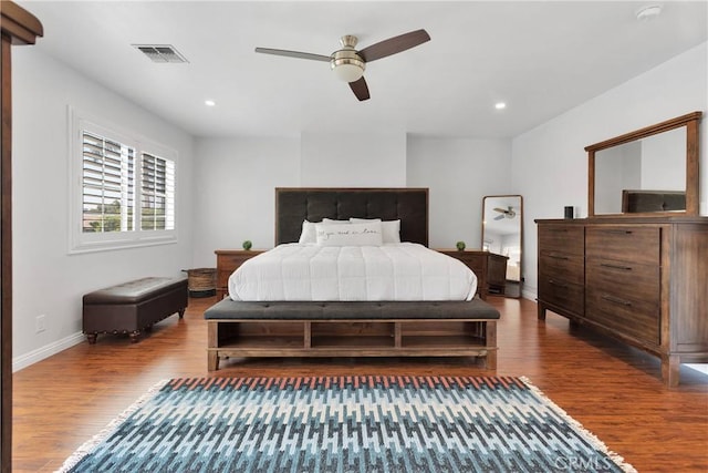 1048 Gladstone St, La Verne, CA 91750 - bedroom with wood finished floors, baseboards, recessed lighting, and a ceiling fan