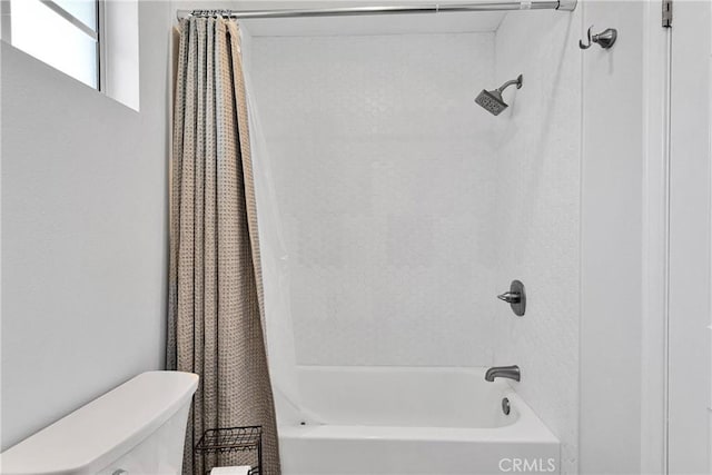 1048 Gladstone St, La Verne, CA 91750 - bathroom featuring shower / bathtub combination with curtain and toilet