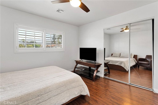 1048 Gladstone St, La Verne, CA 91750 - bedroom featuring a closet, dark wood-type flooring, and a ceiling fan