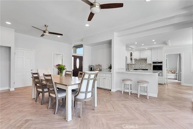 1048 Gladstone St, La Verne, CA 91750 - dining room with ceiling fan, recessed lighting, and baseboards