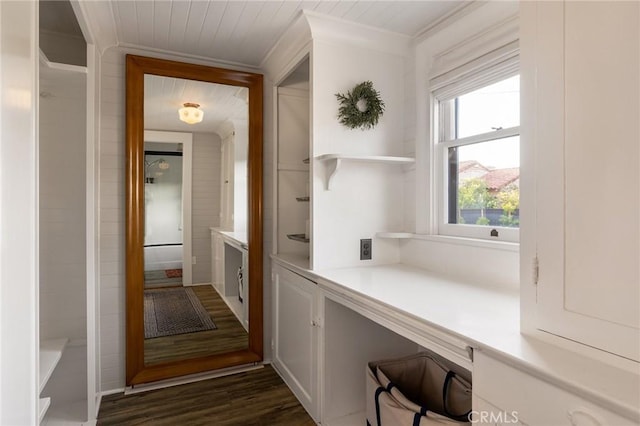 11 La Linda Dr, Long Beach, CA 90807 - corridor with crown molding and dark wood-style flooring